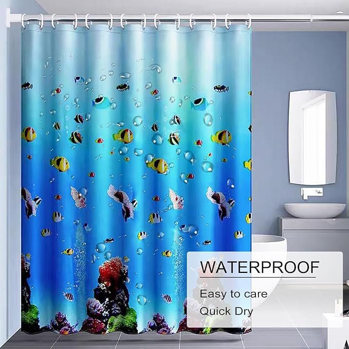 TIKABC Shower Curtain Liner, 4G PEVA Shower Liner, Plastic Waterproof Shower Curtains, 72x72 inch with Grommet Holes 3 Magnetic Weights