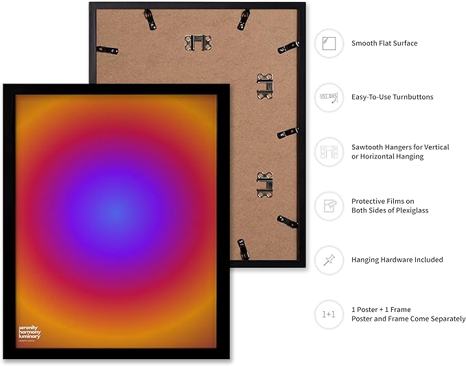 Monem Art Radiant Infinity Circle Gradient Print - Modern Abstract Color Field Poster - Wall Decor for Living Room, Bedroom or Office - 12x16 Black Framed Wall Art by Rs Lab Studio