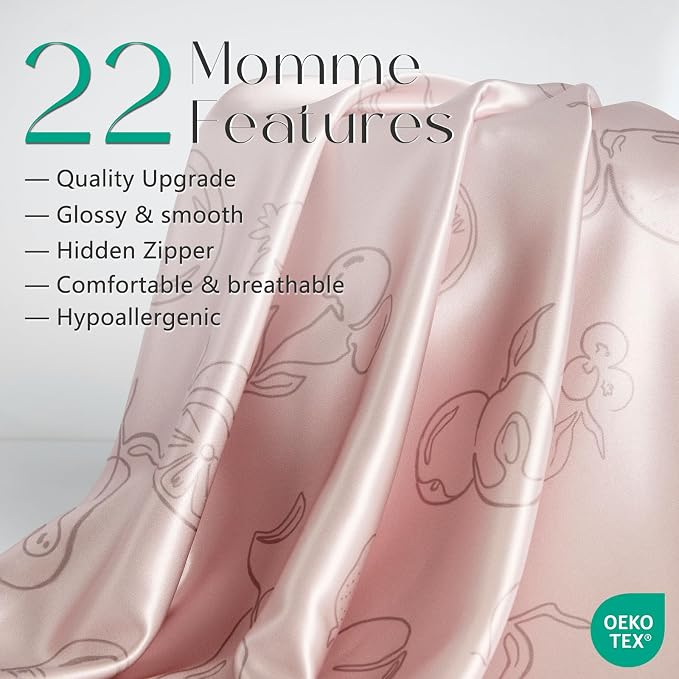 ZIMASILK 22 Momme Silk Pillowcase for Hair and Skin, 100% Mulberry Silk with Hidden Zipper, Grade 6A Luxury Pillow Case for Women, Soft & Durable, Gift Box (King 20"x36" Pink - Fruit Line Art)