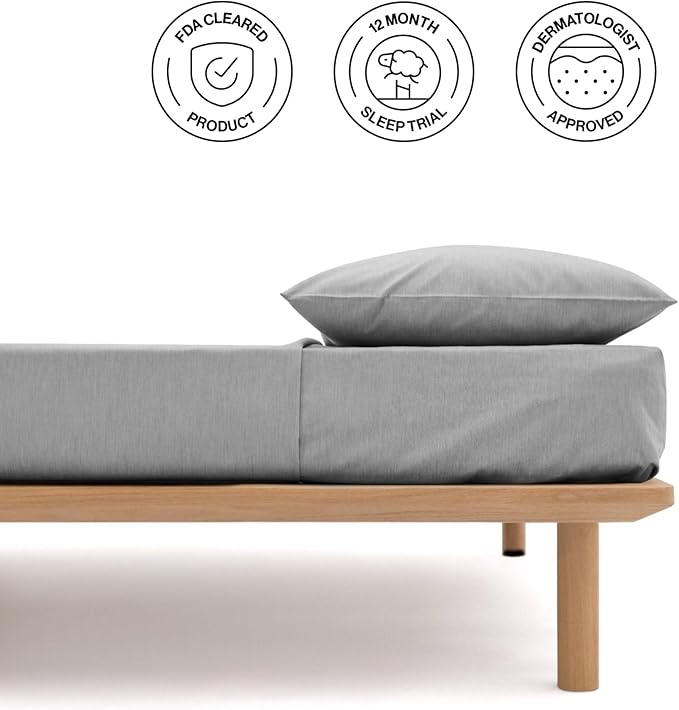 AIZOME Bedsheet Set Made from 100% GOTS Organic Cotton, Non-Toxic Plant-Dyed 340 Thread Count, Hypoallergenic for Sensitive Skin, 4-Piece (Carbon Haze, Full)