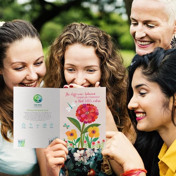 Tree-Free Greetings - Just Because Cards - Artful Designs - 1 Card + Matching Envelope - Made in USA - 100% Recycled Paper - 5"x7" - Be Your Vibrant Self (GO61543)