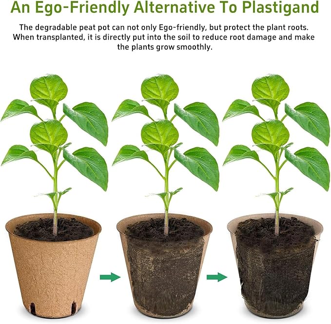 102 Pcs Peat Pots for Seedlings, 3.14 inch Biodegradable Seed Nursery Pot with Drainage Holes, Seedling Pots Include 50 Labels