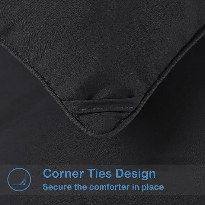 MAPLE DOWN Soft King Comforter Size Duvet Insert-Down Alternative Comforter with Corner Tabs-Lightweight Fluffy Breathable Machine Washable (Black,106"x90")