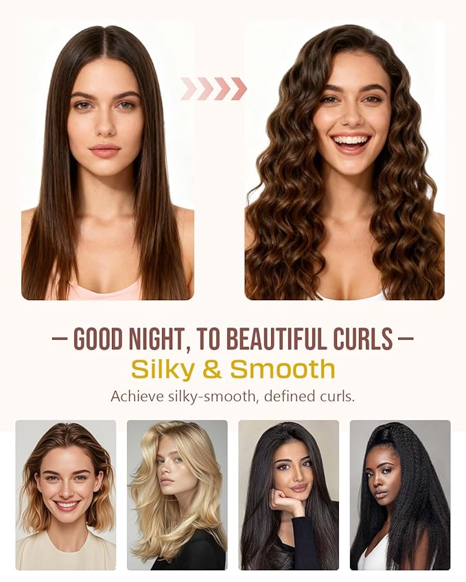 BONNET QUEEN Multi-function Satin Heatless Hair Curler & Hair Tie Non-Heating Hair Roller Curling Rod with Scrunchie, Large, DarkGreen(For Big Curls)