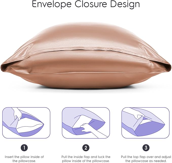 Tafts Silk Pillow Cases - 22mm 100% Pure Mulberry 6A Silk Pillowcase for Hair & Skin with Envelope Closure, Cooling, Natural, Organic, Double Sided Silk Pillow Case (Rose Gold, King 20x36, 1pc)