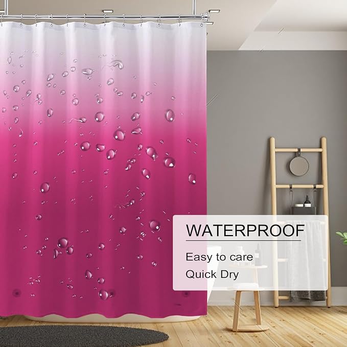 TIKABC Shower Curtain Liner, 4G PEVA Shower Liner, Plastic Waterproof Shower Curtains, with Grommet Holes and 3 Magnetic Weights(Gradient Red)