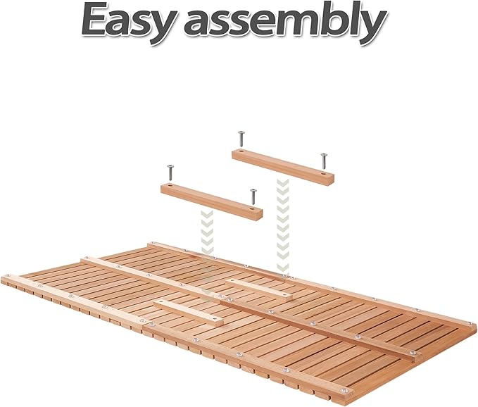 bingaai Cedar Wood Shower Mat 59" × 29.53", Cedar Wooden Bath Mats, Wood Bath Mat for Inside or Outside Shower, Cedar Sauna Floor Mat Extra Large, Non-Slip Shower Platform