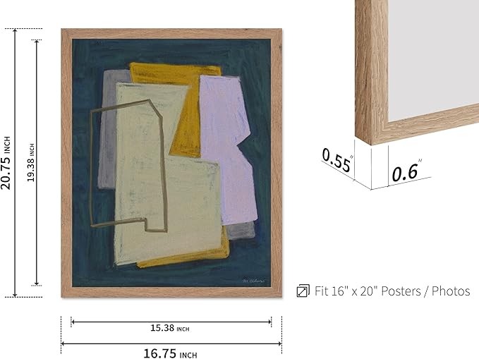 Monem Art Geometric Abstract Painting Print - Modern Minimalist Shapes Art Poster - Wall Decor for Living Room, Bedroom or Office - 16x20 Beige Framed Wall Art by Mareike Bohmer