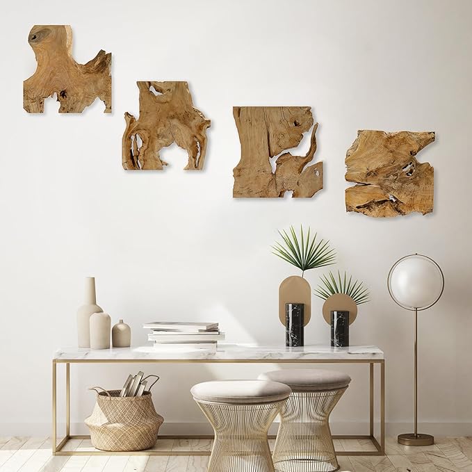 Natural Wood Wall Art - Handcrafted Rustic Decor, Frameless Design for Living Room, Bedroom, Kitchen, or Office - Unique Organic Charm for Your Home