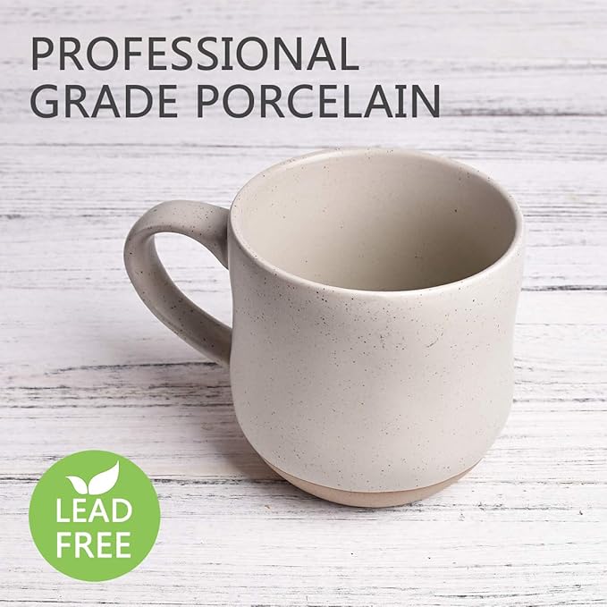 Bosmarlin Large Stoneware Speckled Coffee Mug, Big Ceramic Tea Cup, 17 Oz, Dishwasher and Microwave Safe (White, 1)