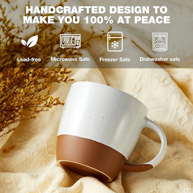 Morandi Color Ceramic Coffee Mugs Set of 6 (Large),18 oz Coffee Cups with Handle, Latte Mug, Big Mug for Women, Men, Great for Tea Hot Chocolate, Microwave Safe, Modern, Unique Style for Any Kitchen