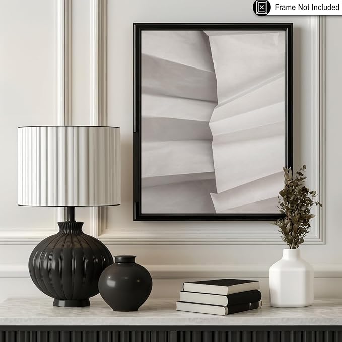 Monem Art Minimalist Folded Paper Texture Print - Neutral Abstract Modern Art Poster - Wall Decor for Living Room, Bedroom or Office - 24x32 Unframed Wall Art by Mareike Bohmer
