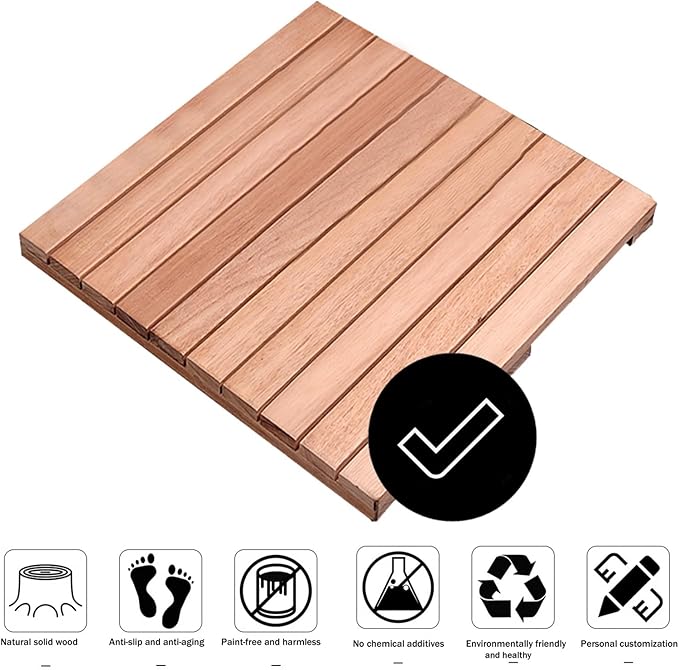QWEASDF Natural Wooden Bath Mat,Duck Board,Wooden Shower Mat,Waterproof Non Slip Solid,Bathroom Bamboo Bath Mat,Use for Kitchen Bedroom Bathtub Toilet Doormat Pet Mat(90x100cm/36x39in)