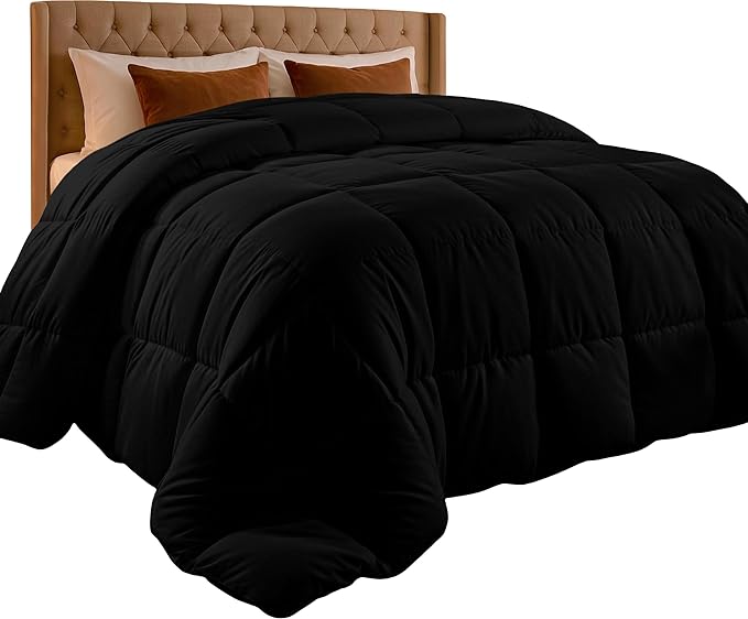 Utopia Bedding King Comforter Duvet Insert, Quilted Black Comforter with Corner Tabs, Box Stitched Down Alternative Comforters King Size 90 x 102 inches