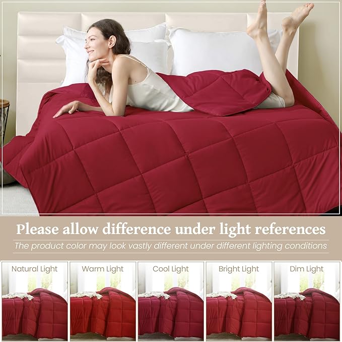 Homelike Moment Comforters Queen Size - Red Duvet Insert Down Alternative Bed Queen Comforter, Lightweight Bedding Comforters Full Size Quilted Soft All Season Solid Red