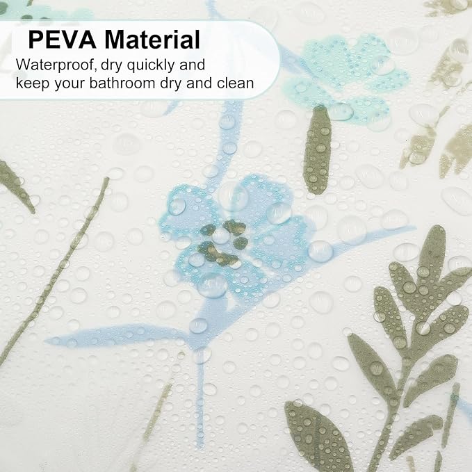 PEVA Shower Curtain, Water Repellent Premium Bathroom Shower Curtain with 3 Magnetic Weights for Shower Stall, Bathtubs