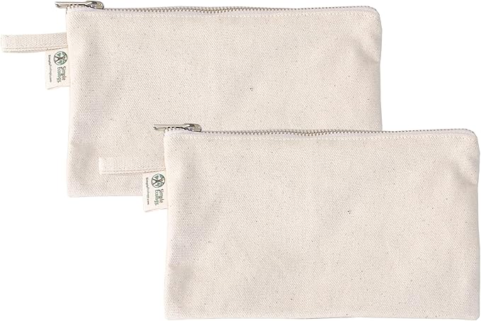 Simple Ecology Organic Cotton Canvas Zipper Toiletry, Cosmetic, Travel, Pencil Pouch - Natural