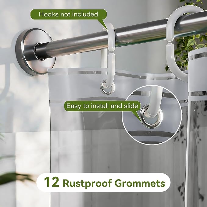 Clear Black Shower Curtain Liner 72x72, 2 Pack Lightweight Plastic Shower Liner PEVA 72 x 72 Waterproof Shower Curtains for Bathroom with 3 Strong Magnets and Rustproof Grommets