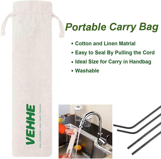 VEHHE Black Metal Straws Reusable Stainless Steel Straws with Cleaning Brush for 20/30 Oz for Yeti RTIC SIC Ozark Trail Tumblers (Black 2 Straight|2 Bent|1 Brush)