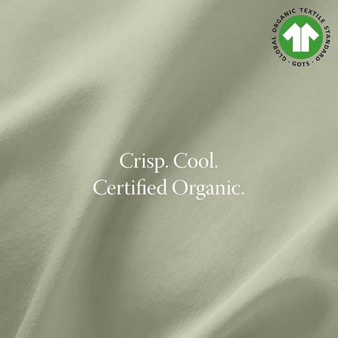 Threadmill 100% Organic Cotton Sheet Set - Full, 4 Piece, Sage Green - GOTS Certified - Lightweight and Cooling Sheets with All-Around Elastic for Fitted Sheet Upto 16" Deep Pocket
