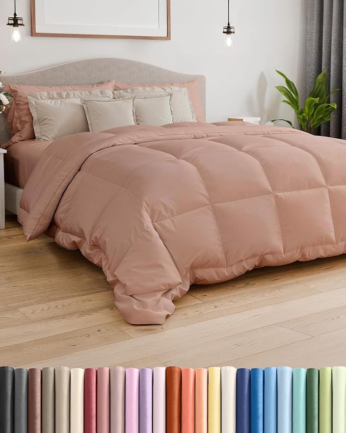 Queen Size, Mauve Alternative Down Comforter - Warm, Lightweight & Breathable Hotel Quality Bedding Set for Men, Women, Kids & Teens - All Season Oversized Cooling Microfiber Duvet Insert Comforter