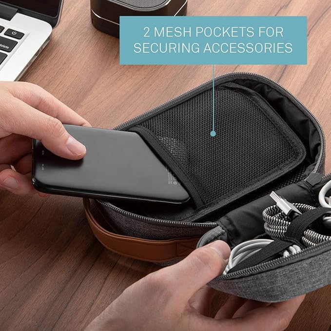 UT Wire Pocket for Gadgets – Trifold Travel Case Organizer Pouch Padded for Electronics Accessories, Cables, Tech Gear in Grey