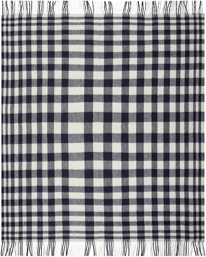 Superfine Alpaca Wool Throw Blanket - Lightweight Alpaca Merino Wool Throw Blankets | Soft Peruvian Alpaca Blanket Wool Blanket Scottish Design 70" x 60" (Black/White)