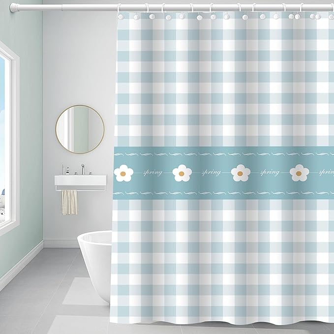 Plastic Shower Curtain Liner, Premium EVA 5G Classic Plaid Shower Curtain, Shower Curtains for Bathroom with 3 Magnetic Weights and Rustproof Grommets (Classic Plaid, 72x72 in)