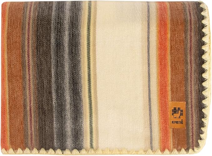 ALPAKITAS Alpaca Wool Blanket – Twin Size, 75 x 38 Inches – Warm & Lightweight – Couch, Bed, or Outdoor Blanket – Light Brown