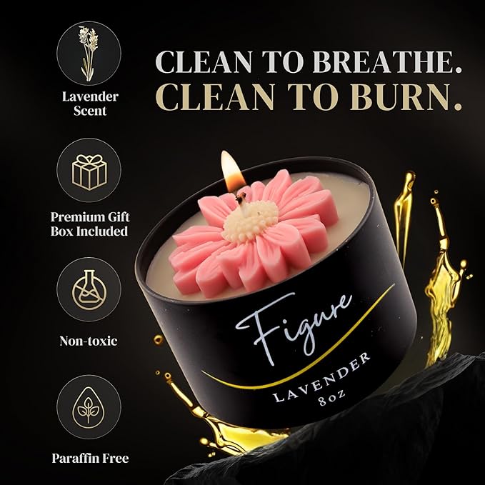 Pink Daisy Scented Candle – Lavender Aromatherapy | Hand-Poured in USA | All Natural for Women & Men | Organic Soy & Beeswax Blend | 100% Beeswax Wick | Gift-Ready Candle for Relaxation