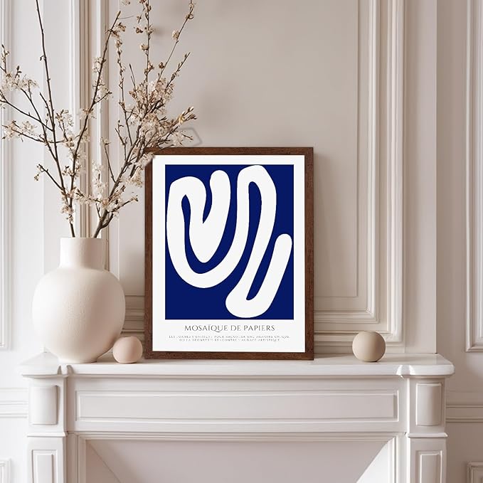 Monem Art Organic Paper Cut Abstract Print - Modern Minimalist Shape Poster - Wall Decor for Living Room, Bedroom or Office - 12x16 Brown Framed Wall Art by Rs Lab Studio