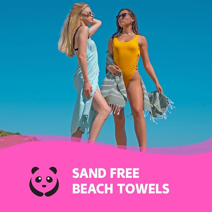 HAVLULAND Turkish Beach Towels, Oversized 40"x72" Turkish Bath Towel, Highly Absorbent Quick Dry Sand Free Beach Towels for Beach Pool Spa Gym Yoga Travel Camping Picnic Blanket - Light Grey