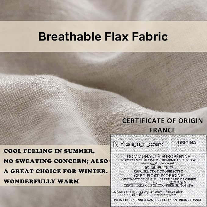 Simple&Opulence 100% French Linen Euro Shams with Embroidery (26'' x 26'') - Pack of 2 - Pre Washed Solid Color Natural Flax Soft Breathable - Linen