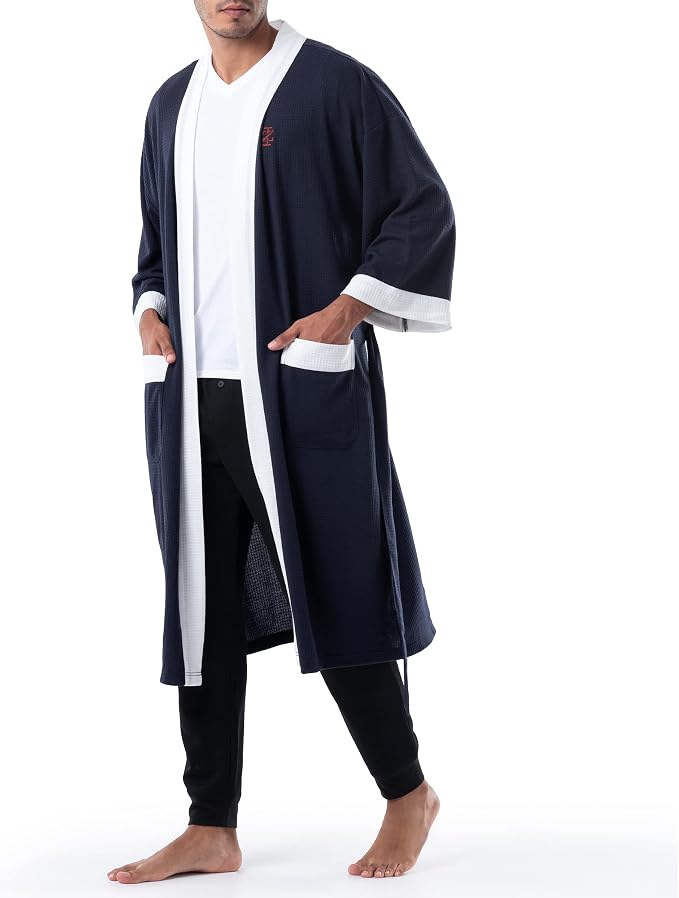IZOD Men's Waffle Knit Kimono Robe