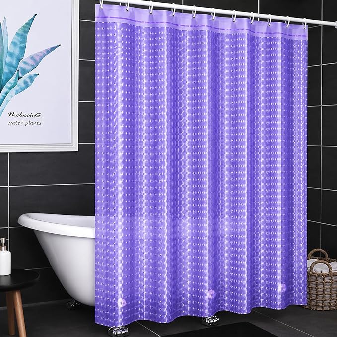 Shower Curtain Liner, Waterproof EVA 3D Shower Curtains with Duty Heavy Bottom Magnets and Rust Proof Grommets, Weighted Shower Liner for Shower Stall, Bathtubs