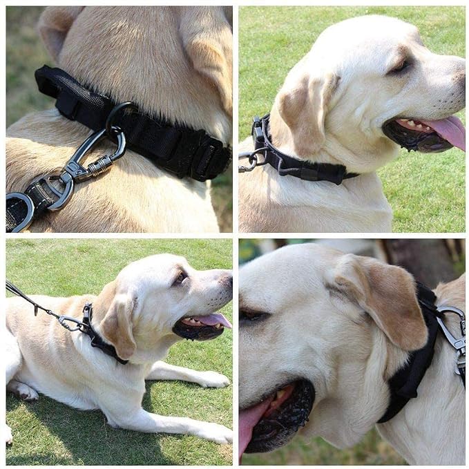 Tactical Dog Collar and Leash Set Adjustable Military Nylon Dog Collar with Control Handle and Heavy Duty Metal Buckle for Large Dogs（Black XL