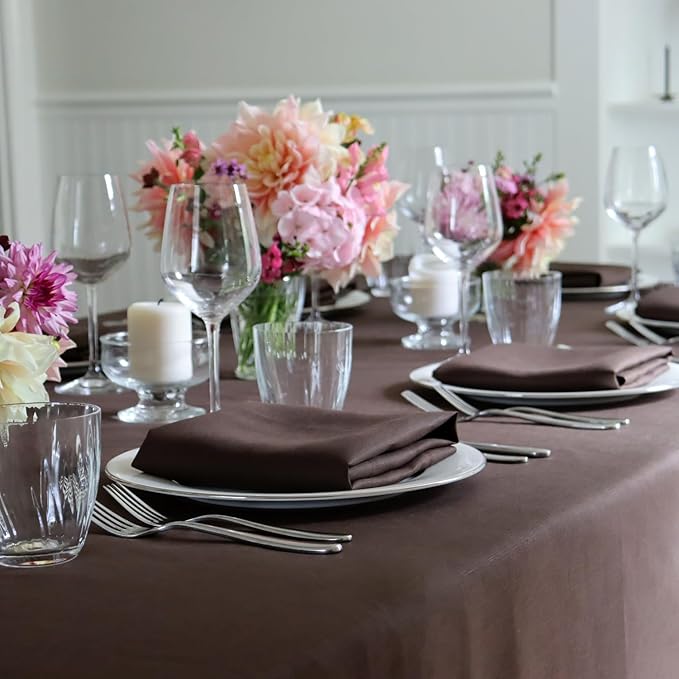 Huddleson Chocolate Brown Linen Napkin 20x20 (Set of Four) Luxury Italian Linen Napkin Sewn in US