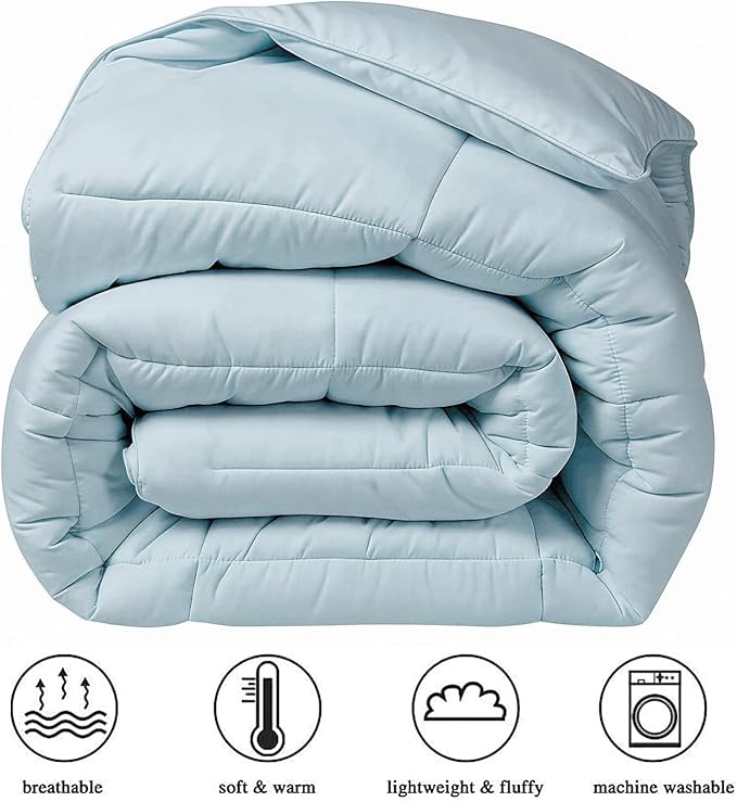 COHOME Premium Full Size Comforter, All-Season Quilted Down Alternative Duvet Insert, Luxury Hotel GentleSoft Comforter with Anti-Clump Tech & 8 Tabs - Reversible - Aqua 82x86 inches