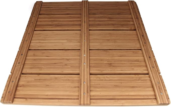BambooMN Bamboo Bath Mat for Bathroom, Spa, Outdoor Shower, Extra Large Square (28" x 28" x 1.3"), Anti-Slip, Water Resistant Coating - 2 Pieces