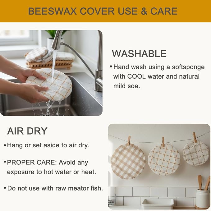 3 Pcs Reusable Bowl Covers for Bread Proofing Beeswax Bowl Covers Reusable 8/10/12 Inch, 100% Organic Cotton, Elastic Cover for Sourdough Bread, Dough Proofing & Food Storage