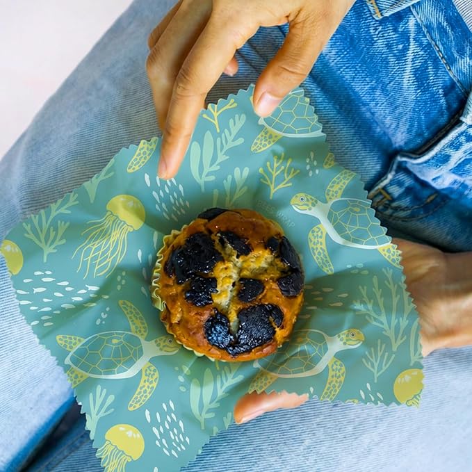 Reusable Beeswax Wrap, 9 Pack Eco-Friendly Wraps For Food, Organic, Sustainable, Zero Waste, Plastic-Free Food Storage, 1XL, 3M, 5S, Birds Bears Turtles Patterns