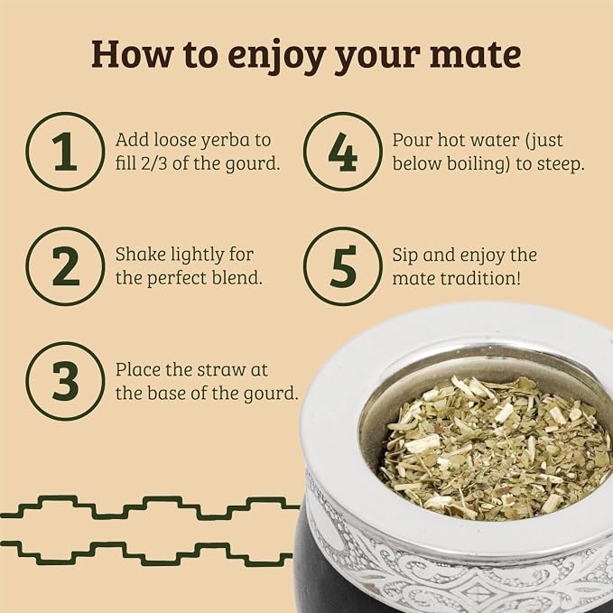 Mate Imperial – Yerba Mate Cup and Bombilla Set | Handmade Argentina Mate Gourd | Stainless Steel Mate Mug for Tea Lovers | Unique Cultural Gift (MIRROR, BLACK)