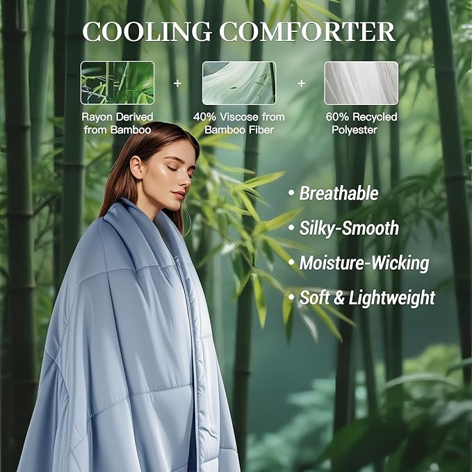 NEXHOME PRO 100% Viscose from Bamboo Comforter Twin Size - Ultra-Soft, Breathable, Lightweight All-Season & Summer Duvet Insert, Natural Temperature Regulating for Cooling Sleep