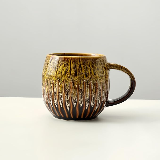 20oz Large Coffee Mug - Unique Handcrafted Look Ceramic Cup, Large Tea Mug, Microwave & Dishwasher Safe (yellow)