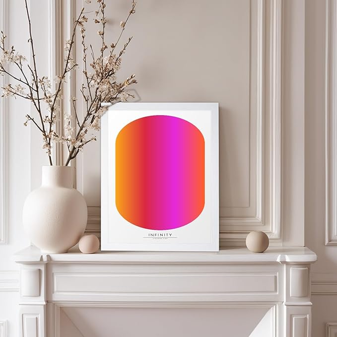 Monem Art Infinity Spectrum Gradient Print - Modern Geometric Abstract Poster - Wall Decor for Living Room, Bedroom or Office - 8x10 White Framed Wall Art by Rs Lab Studio
