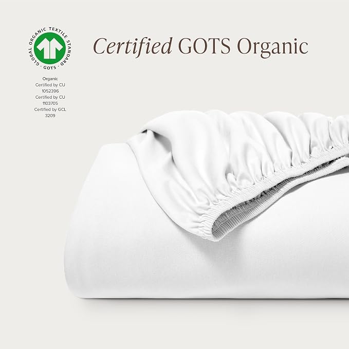 Bare Home 100% Organic Cotton Jersey Fitted Sheet - Twin Size - Ultra Soft - Deep Pocket Fitted Sheet - 100% Cotton - Ring Spun Yarns (Twin, White)