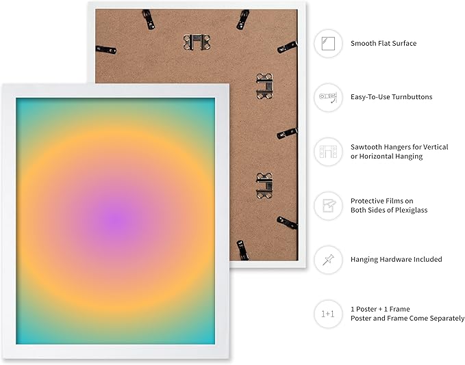 Monem Art Radiant Gradient Glow Print - Modern Abstract Color Field Poster - Wall Decor for Living Room, Bedroom or Office - 16x20 White Framed Wall Art by Rs Lab Studio