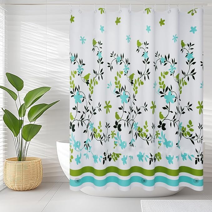 TIKABC Shower Curtain Liner, 4G PEVA Shower Liner, Plastic Waterproof Shower Curtains, 72x72 inch with Grommet Holes 3 Magnetic Weights