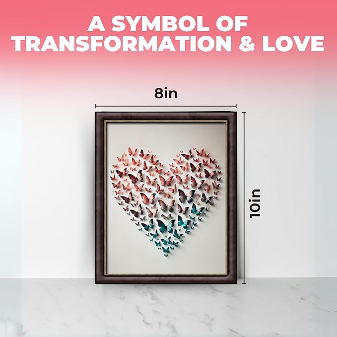 InkFlow Posters Art Butterfly Heart Poster - Butterflies Print - Love Print - Valentine's Day Art - Minimal Animal Art - Romantic Living Room or Office Wall Decor - 8x10 Unframed Canvas Print