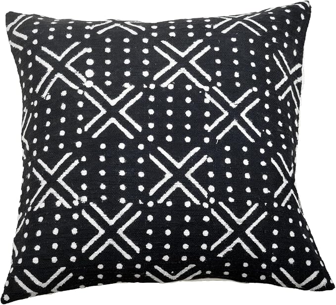 Trade Star Decorative Boho Accent Pillow Covers 100% Cotton Handmade Farmhouse Throw Pillowcase Black Cushion Cover for Chair, Car Décor